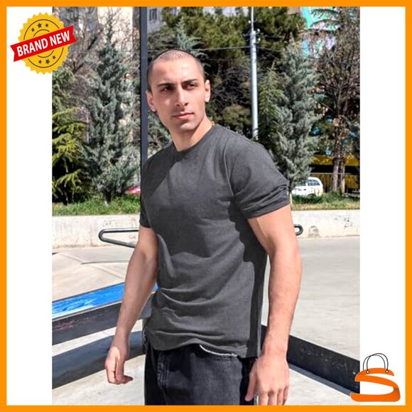 Classic Crew Neck T-Shirt Minimal Casual Summer Basic Tee Regular Fit - Picture 3 of 6